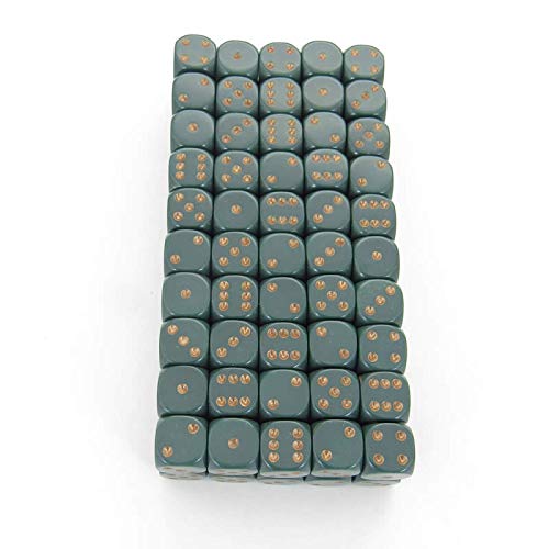 Dusty Green Opaque Dice with Copper Pips D6 12mm (1/2in) Bulk Pack of 100 Wondertrail