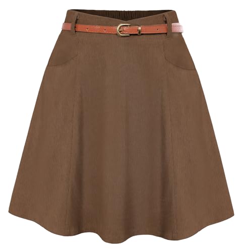 Belle Poque Women's Corduroy Skirt with Pocket Plus
