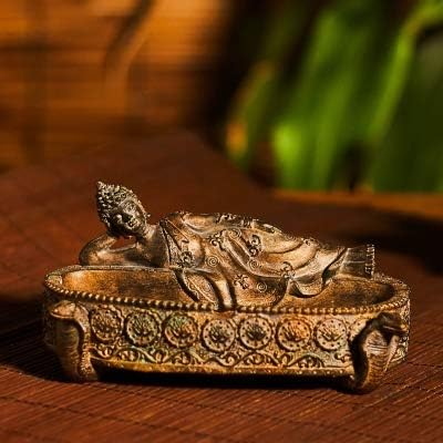 WYDZSM Creative Retro Southeast Asian Style Buddha Statue Ashtray Decoration Thai Style Sitting Buddha Home Living Room Study Decoration Resin A