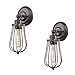 CLAXY Ecopower Light Wire Cage Wall Sconce 2 Pack Industrial Oil Rubbed Bronze Bulb Wall Light