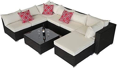 Patio Lawn Garden Sofa Covers Do4u Patio Furniture Cover Water Resistant Outdoor Furniture Sets Cushion Cover Set With Single 2 Corner 2 Middle Ottoman Sectionals Back Seat Cushion Beige 13 Pieces
