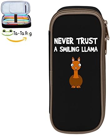 Fymanlu Never Trust A Smiling Llama Big Capacity Pencil Case Bag Portable Stylish Nylon Pen Cases