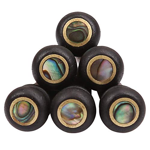 Vecentmat 9Pcs Guitar Part Set, Ebony Guitar Bridge Pins With Abalone Dot Inlay, Unbleached Bone Guitar Nuts & Saddle, Guitar Pin Puller.