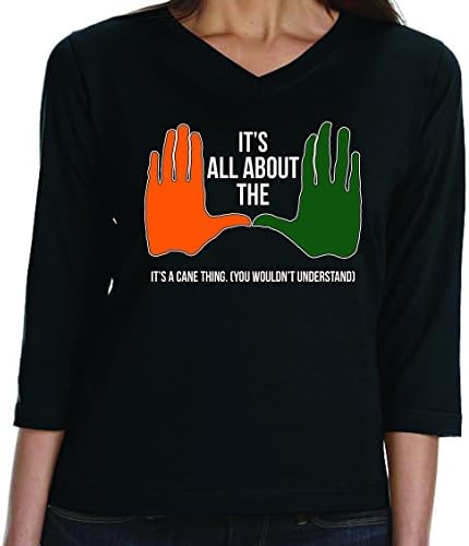 U of M Woman's 3/4 Sleeve Graphic T-Shirt - All About the "U", It's A Cane Thing - 2X Large Black