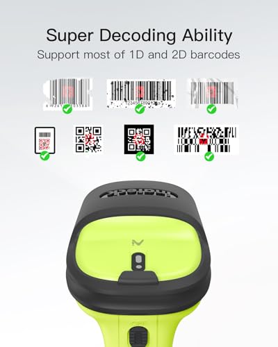 Inateck 2D Wireless Barcode Reader, Bluetooth Barcode Shower, QR Scanner, 1 Charge 3 Months, with AI/APP and SDK, BCST-72, Green
