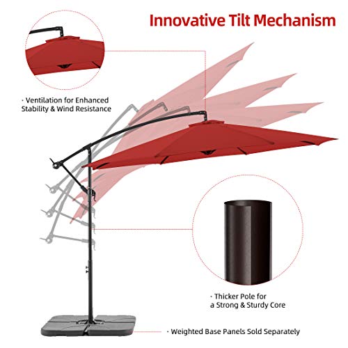 BLUU 10 FT Patio Offset Umbrella Outdoor Cantilever Umbrella Hanging