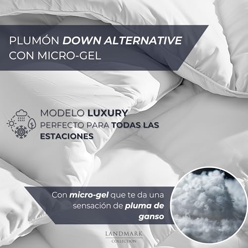 Landmark Collection Edredón/Duvet King Size Hotel de Lujo | Down Alternative/Plumón Alternativo | 100% Algodón | Todas Las Temporadas | Sensación Plumas de Ganso | Oeko-Tex