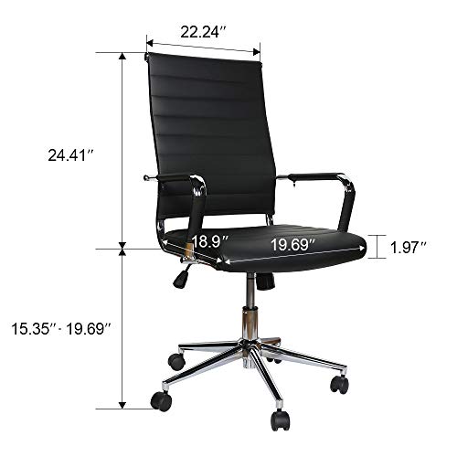 Ergonomic Office Chair Ribbed Leather Swivel Adjustable Height Tilt