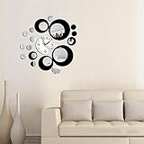 YOUNGFLY Vogue 3D Mirror Wall Clock The Mirror Hanging clock Black