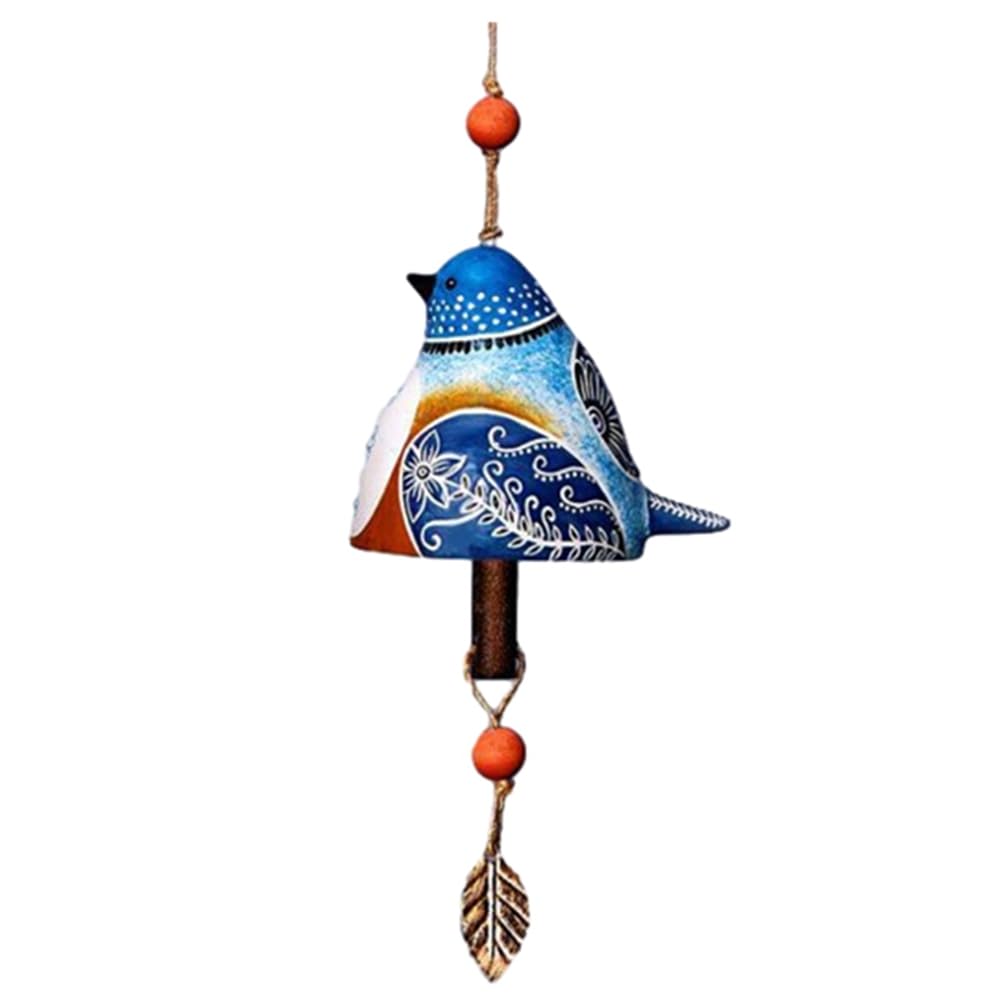 Pojedehy Wind Chime, Bird Song Bell Garden Decoration, Hanging Rustic Pendant, Size A, Blue