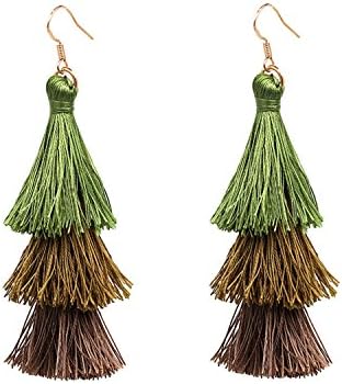 DDH Tassel Earrings Long Bohemain Layered Drop Earring Jewelry 3 Layer Tassel Earrings for Women Girls