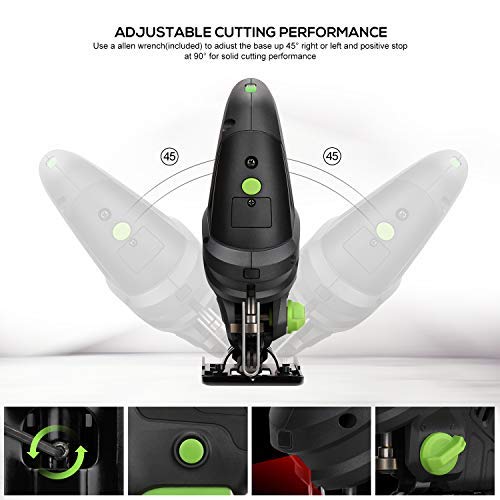 GALAX PRO Stichsäge, 600 W mit variabler Geschwindigkeit, 3000 SPM, 6 Geschwindigkeiten, 3 in 1, Laserführung, 4… – Bild 3