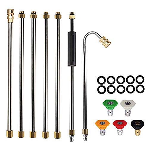 AgiiMan Gutter Cleaning Tool Pressure Washer - Extension Wands, Roof Cleaner Lance Nozzle - 4000 psi 5 Tips, Window Washing Accessories, Power Washer AgiiMan Gutter Cleaning Tool Pressure Washer - Extension Wands, Roof Cleaner Lance Nozzle - 4000 psi 5 Tips, Window Washing Accessories, Power Washer