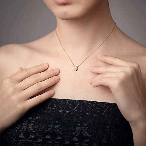 CIUNOFOR Opal Necklace Rose Gold Plated Round Disc Initial Necklace Engraved Letter D with Adjustable Chain for Women Girls