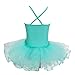 FEESHOW Girls' Gymnastic Camisole Leotard Ballet Dance Dress Tutu Skirt Ballerina Dancing Costumes Turquoise 5-6