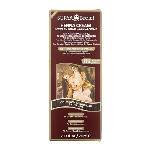 Surya Brasil Light Brown Natural Henna Cream Hair Color Treatment for Gray Hair…