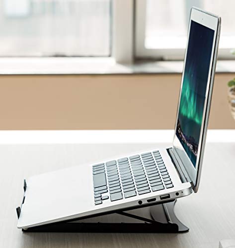 Portable Laptop/Tablet Stand for Desk, Bed, Sofa, Couch. Fully Adjustable 5 Tilt Angles. Lightweight Durable Steel with Non-Slip Pads. Open Back for Cooling. Fits 10-15" Notebook