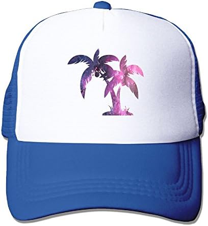 SHINENGST Galaxy Free Palm Tree Mesh Trucker Caps/Hats Adjustable For Unisex RoyalBlue