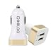 12v Dual USB Car Battery Charger, 3.1Amps Portable Travel Rapid Cigarette Charger Auto Adapter Designed for Apple iphone and Android Devices (White+Golden)