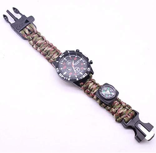 JIANGJIE Digital Survival Sport Watch Ignition Compass Umbrella Rope Men Women Emergency Survival Watch