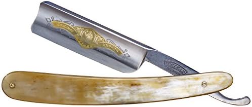 Wacker 1050 Allround 6/8" Carbon Steel Straight Razor, Full Hollow Ground, Buffalo Horn Scales, with Shave Ready Option (Shave Ready (Further Honed))