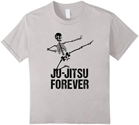 Kids Ju-Jitsu Forever Funny Skeleton Tshirt Martial Arts Fan Gift 10 Silver