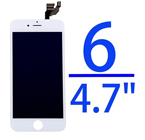for iPhone 6 Screen Replacement White 4.7" LCD Display Touch Digitizer Frame Assembly Full Repair Kit, with Proximity Sensor, Earpiece Speaker, Front Camera, Free Screen Protector, Repair Tools