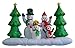 8 Foot Long Inflatable Snowmen Family w/ Pet Penguin Around Christmas Trees