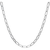 Savlano 925 Sterling Silver 6mm Solid Italian Diamond Cut Paperclip Link Chain Necklace with Gift Box for Women & Men - Made in Italy