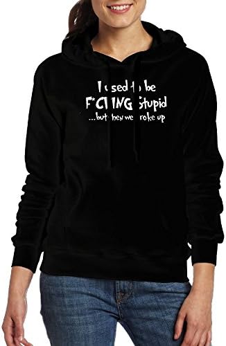 Women's Adult I Used To Be Fucking Stupid But Then We Broke Up Pullover Drawstring Hoodie With Kangaroo Pocket Small