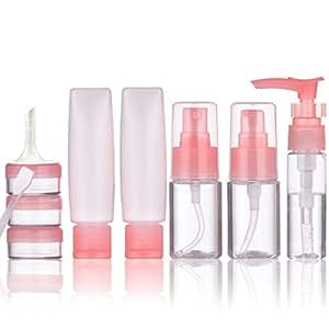 travel containers bottles makeup toiletries cosmetic clear approved refillable container tsa toiletry plastic leak bpa proof empty pink alink zipper