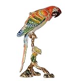 Jiaheyou Macaw Parrot Trinket Box Enameled Hinged Jewelry Box Metal Ornament Gifts Bird Figurine Tabletop