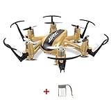 JJRC H20 Nano Hexacopter 2.4G 4CH 6Axis Headless Mode RTF RC Quadcopters with 4 LED lights and 2 batteries Red (Golden)