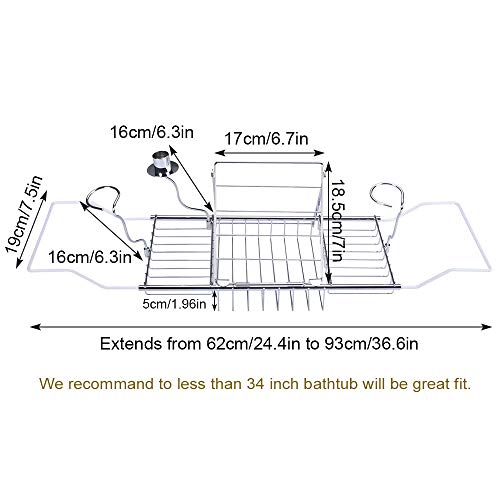 image for Suteck Bathtub Caddy Tray - Stainless Steel Over Bath Tub Racks Shower