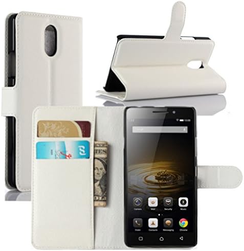 Lenovo Vibe P1m Cases, Premium PU Leather Wallet Flip Case Cover with Stand Card Holder for Lenovo Vibe P1m Mobile Phone (Wallet - White)