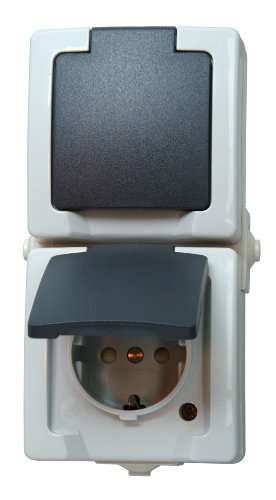 Kopp Nautic Steckdose für Feuchtraum, Aufputz, 250V (16A), 2-fach Schutzkontakt-Steckdose mit Deckel, grau, 136956008… – Bild 3