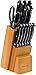 Utopia Kitchen Stainless Steel Knife Block Set 13 Piece Set - Rubber Wood Block