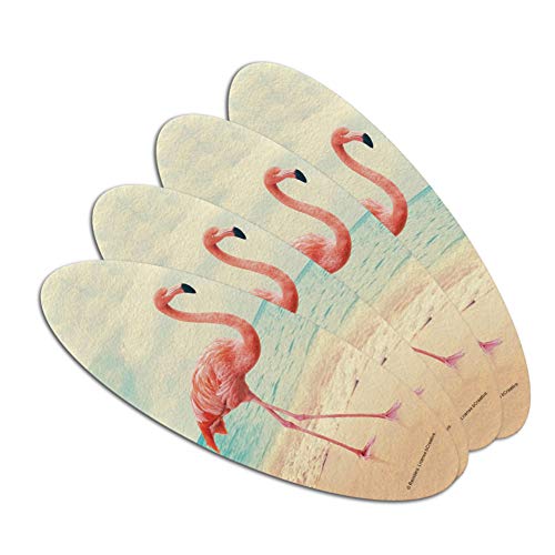 Flamingo on Beach Starfish Retro Double-Sided Oval Nail File Emery Board Set 4 Pack