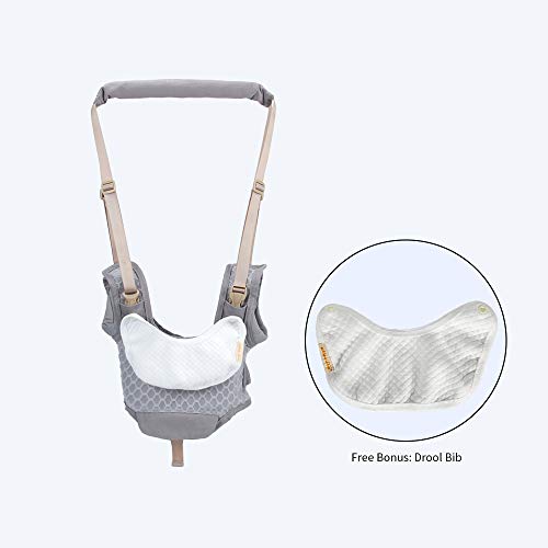 Happy Walk Baby Walking Harness Cotton 2 in 1 Removable Toddler Walk Learning Assistant Belt Protective Breathable Adjustable Safety Leash for 9-17months, Gray - Thumbnail 2