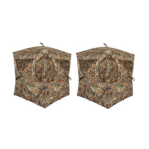 Ameristep Brickhouse Durable Hunting Hub Ground Blind, Realtree Edge (2 Pack)