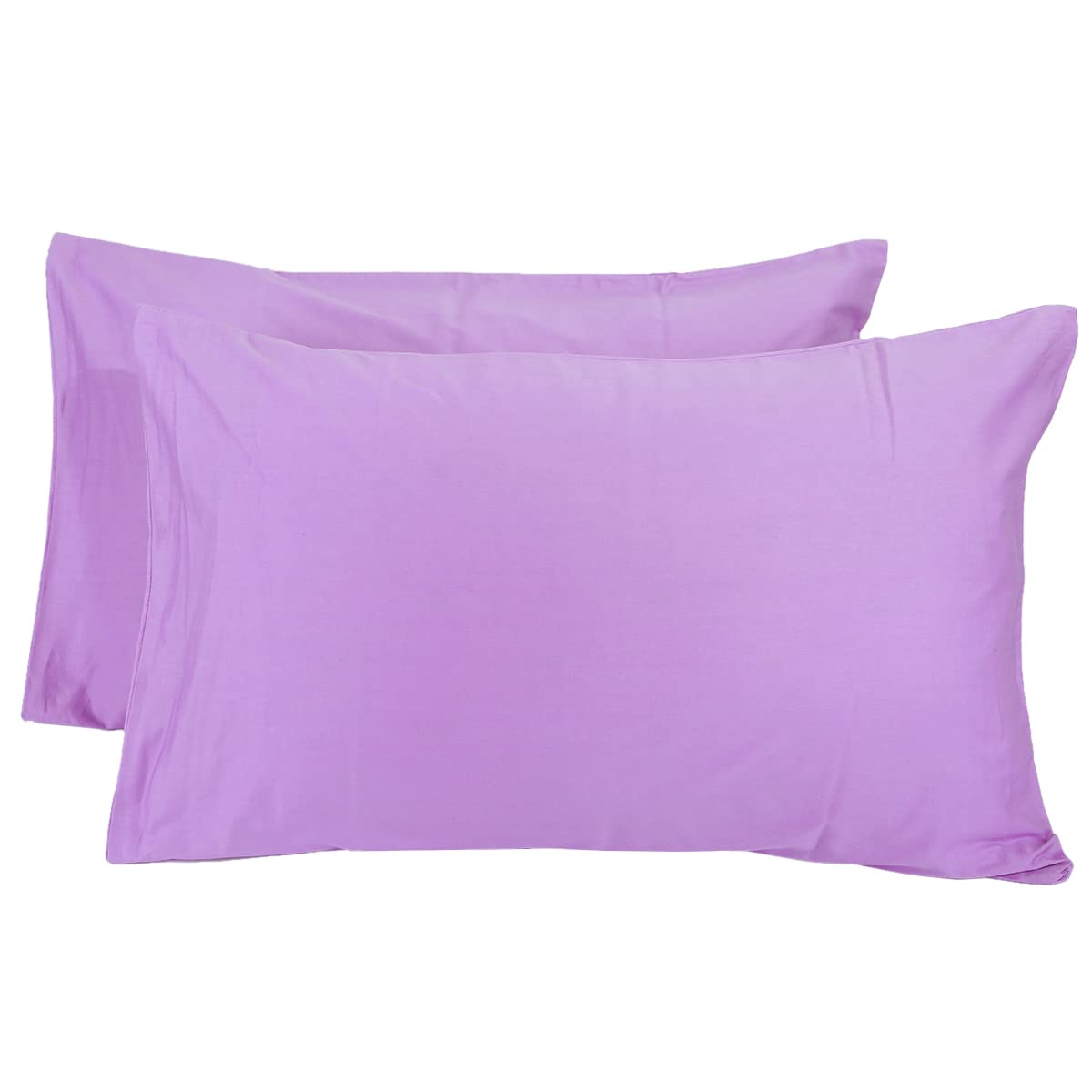 mookaitedecor 100% Cotton Light Purple Pillow Cases 2 Pack, 400 Thread Count Queen Size Large Pillow Cases Envelope Solid Colour Pillowcases Cushion Covers for Bedroom Sofa 20 x 30 Inches Pillow Case