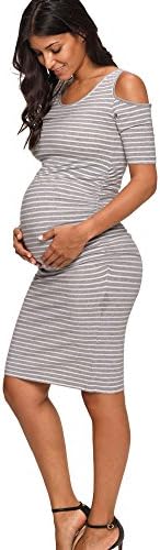 Kalayo Women's Cold Shoulder Bodycon Maternity Dress Half Sleeve Fitted Ruched Sides Casual Pregnancy Clothes