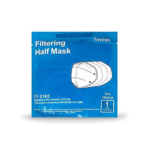 FFP2 Maske 50 Stück CE Zertifiziert - Atemschutzmaske Mundschutz mit 5 Lage Filterschutz,KN95 Maske,FFP2 Masken Einzeln Verpackt,Zertifiziert CE 2163 - EU 2016/425