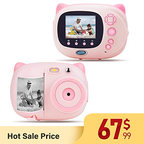 AMKOV Kids Camera Instant Print Digital Camera with Zero Ink Printing for Girls & Boys, WiFi Camera for Kids, 2.4inch LCD Display, Auto-Focusing, Auto-Flashlight, Creative Toys - Pink - Thumbnail 7