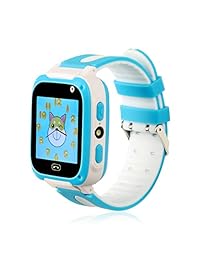 CMKJ   Reloj inteligente para niños con juegos LBS GSM resistente al agua, a prueba de golpes, soporta SOS Remote Camera Voice Monitoring, el mejor regalo para niños y niñas (azul y rojo)