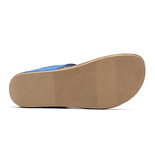 Women's T-Strap Thong Sandals Buckle Slip On Flip-Flops Beach Casual Platform Footbed Slippers (8, Blue)