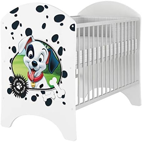 Iglobal 101 Dalmatians Lit Bebe A Barreaux Avec Matelas En Mousse Et Fibres De Coco 1 X 60 Cm