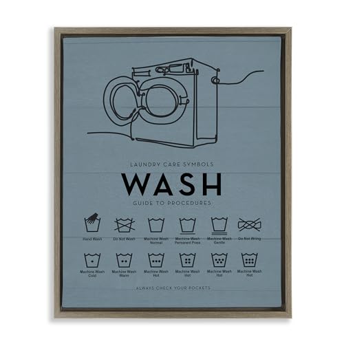 Stupell Industries Laundry Wash Reminders Brown Framed Floater Canvas Wall Art…