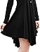 Allegra K Women Long Sleeve Button-Front Irregular Hem A Line Casual Shirt Dress X-Large / US 18 Black