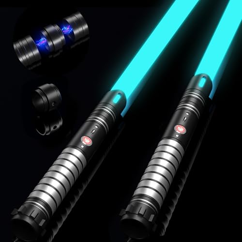 Duell Lichtschwerter 2Er Set 6 Soundeffekten &Amp; 24 Farben Abnehmbare Lichtschwert Doppelseitige Klinge Vibrierenden Metallgriff Lichtschwerter Für Kinder Und Erwachsene 5.0
